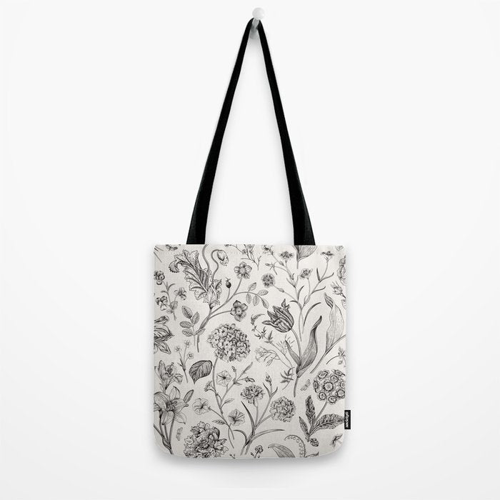 Toile de Jouy Vintage French Floral Tote Bag Gallery Image 2