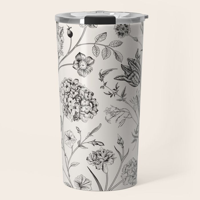 Toile de Jouy Vintage French Floral Travel Mug Gallery Image 1