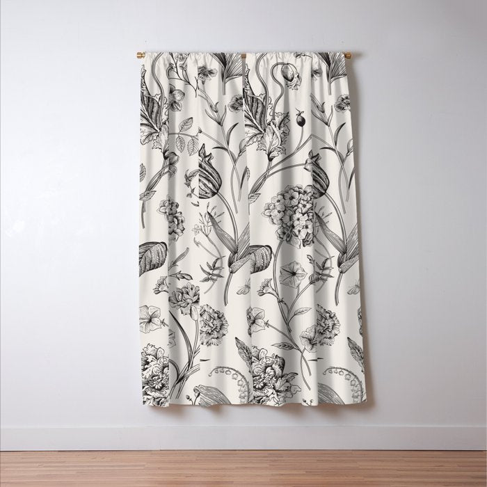 Toile de Jouy Vintage French Floral Window Curtain Gallery Image 3