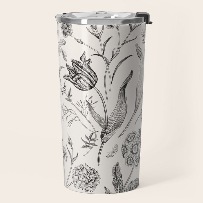 Toile de Jouy Vintage French Floral Travel Mug Gallery Image 2