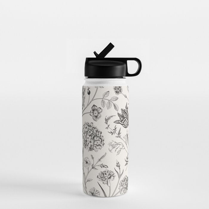 Toile de Jouy Vintage French Floral Water Bottle Gallery Image 1