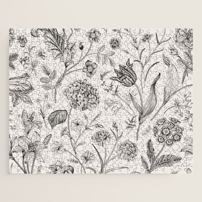 Toile de Jouy Vintage French Floral Jigsaw Puzzle Gallery Image 1