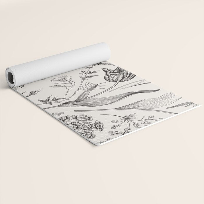 Toile de Jouy Vintage French Floral Yoga Mat Gallery Image 2