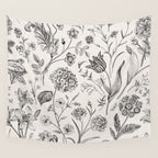 Toile de Jouy Vintage French Floral Wall Tapestry Gallery Image 4