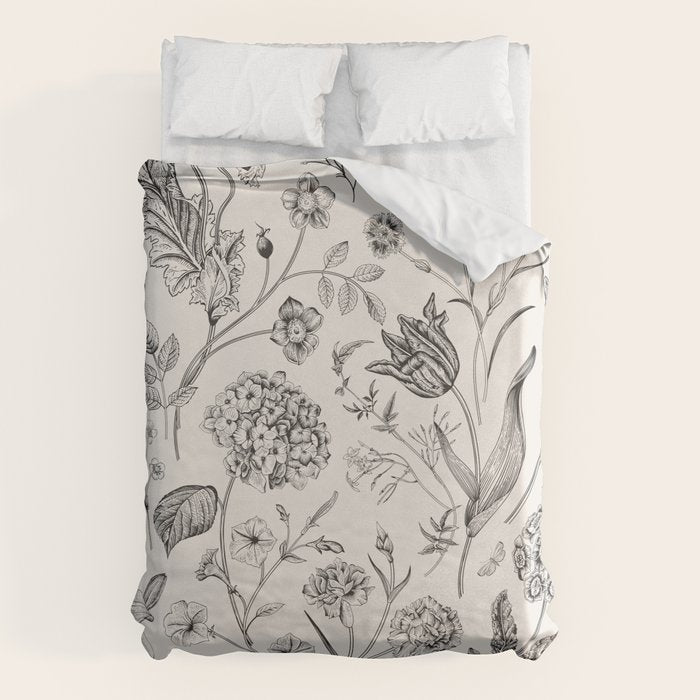 Toile de Jouy Vintage French Floral Duvet Cover Gallery Image 6