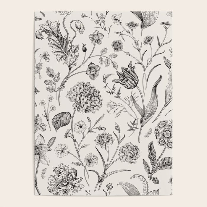 Toile de Jouy Vintage French Floral Poster Gallery Image 4