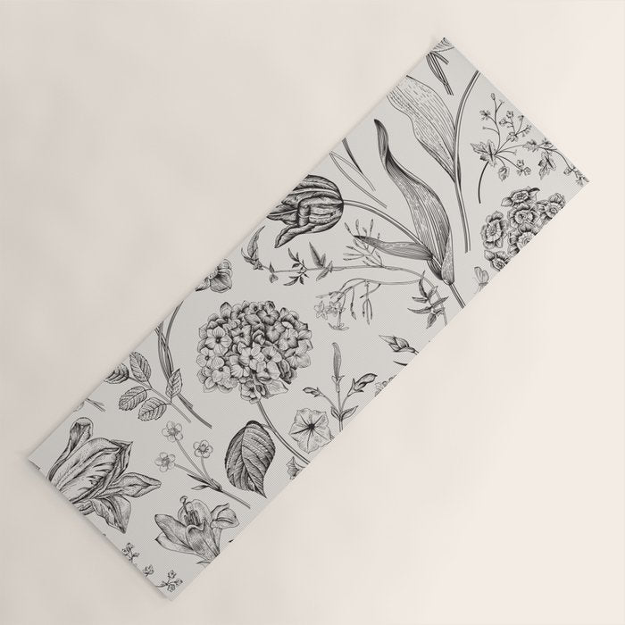Toile de Jouy Vintage French Floral Yoga Mat Gallery Image 1