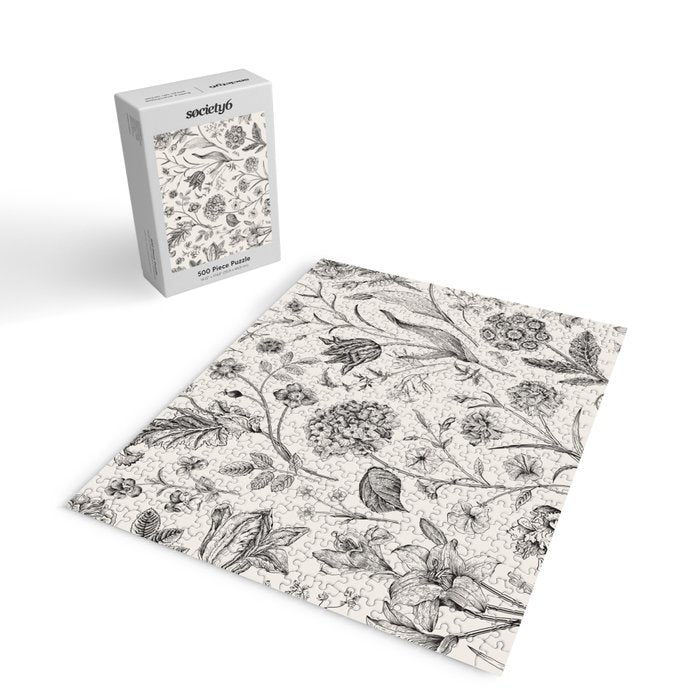Toile de Jouy Vintage French Floral Jigsaw Puzzle Gallery Image 2