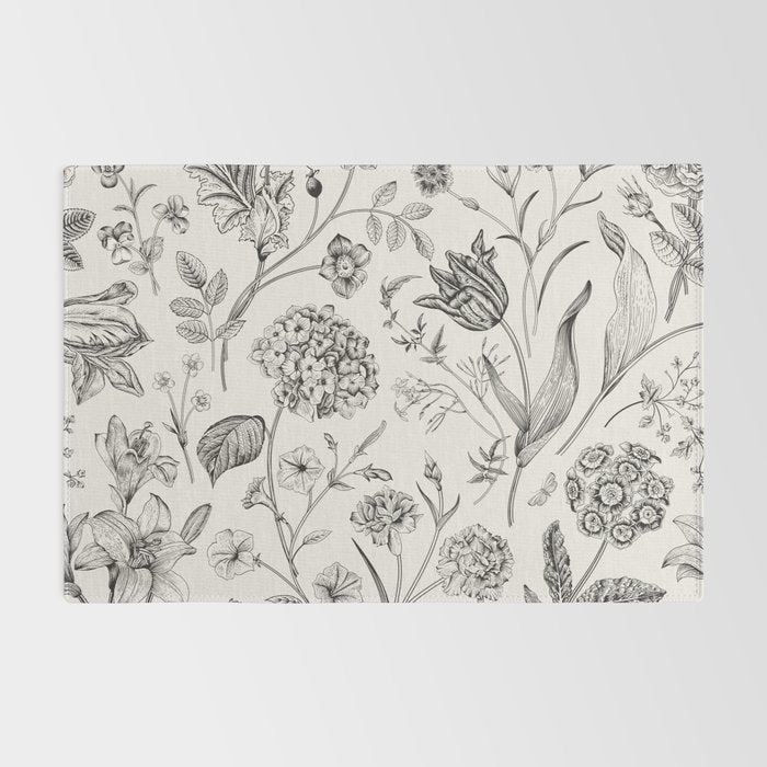 Toile de Jouy Vintage French Floral Rug Gallery Image 2