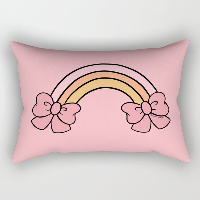 Bow Rainbow in Pink Rectangular Pillow Gallery Image 2