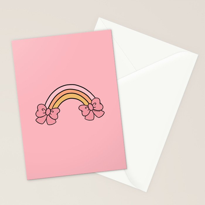 Bow Rainbow in Pink Stationery Card Gallery Image 2