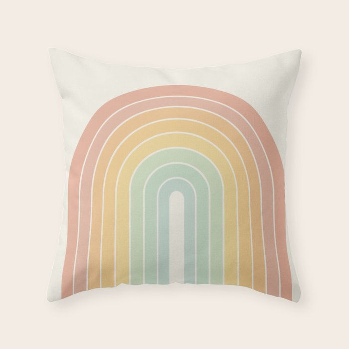 Gradient Arch XIV Pastel Mid Century Modern Rainbow Throw Pillow Gallery Image 6