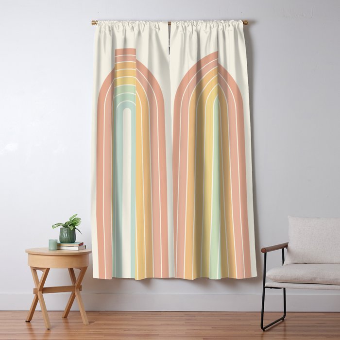 Gradient Arch XIV Pastel Mid Century Modern Rainbow Window Curtain Gallery Image 5