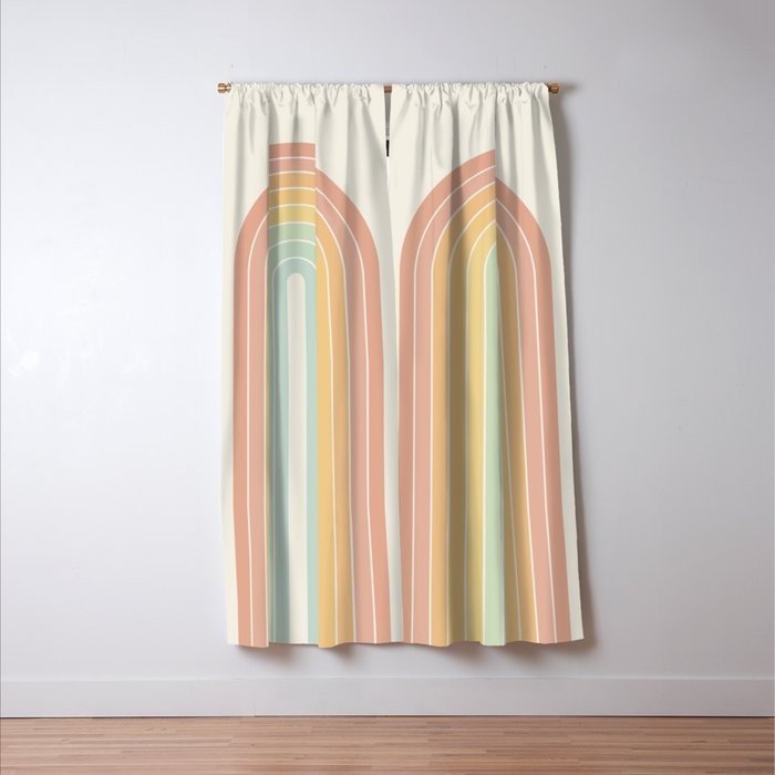 Gradient Arch XIV Pastel Mid Century Modern Rainbow Window Curtain Gallery Image 3