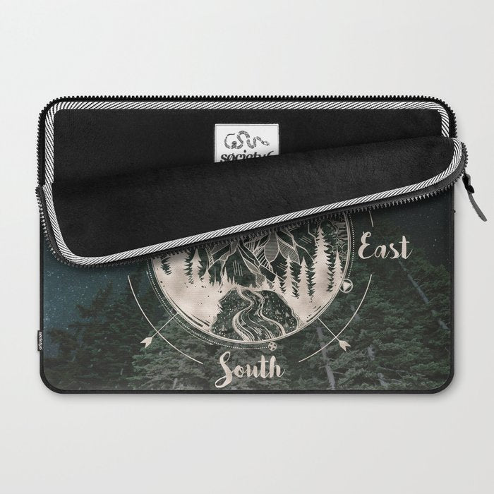 Mountains Compass Milky Way Woods Gold Laptop Sleeve Gallery Image 2