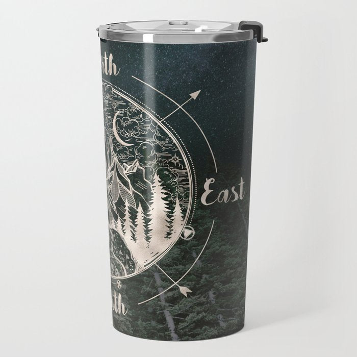 Mountains Compass Milky Way Woods Gold Travel Mug Gallery Image 2