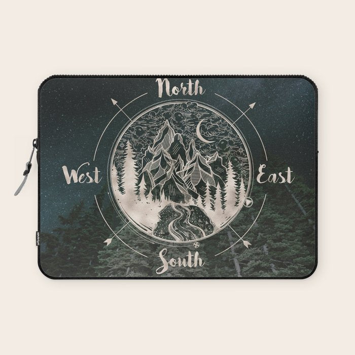 Mountains Compass Milky Way Woods Gold Laptop Sleeve Gallery Image 1