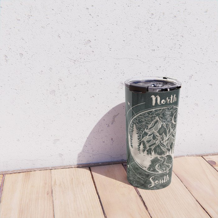 Mountains Compass Milky Way Woods Gold Travel Mug Gallery Image 4