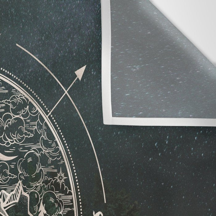 Mountains Compass Milky Way Woods Gold Wall Tapestry Gallery Image 3
