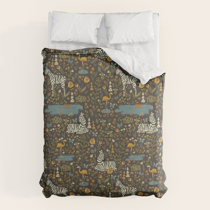 Zebras in Wild Fall Garden Duvet Cover Gallery Image 6