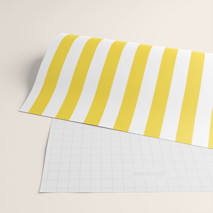 Lemon Yellow and White Wide Stripes Wrapping Paper Gallery Image 2