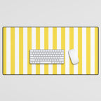 Lemon Yellow and White Wide Stripes Desk Mat Gallery Image 1
