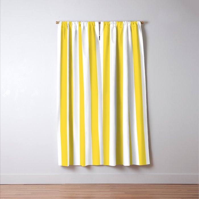Lemon Yellow and White Wide Stripes Window Curtain Gallery Image 3