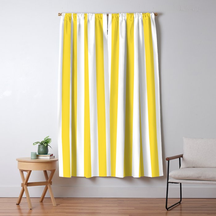 Lemon Yellow and White Wide Stripes Window Curtain Gallery Image 5