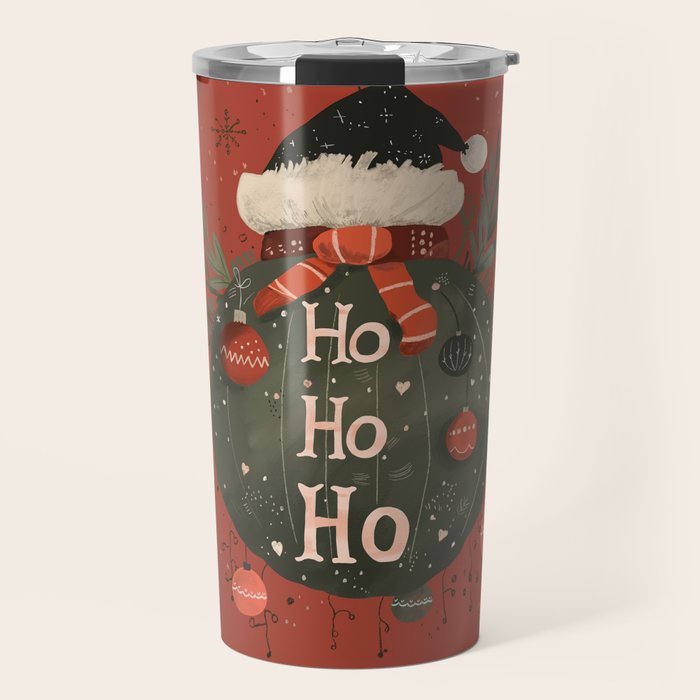 Festive Ho Ho Ho Bauble Red  Travel Mug Gallery Image 1