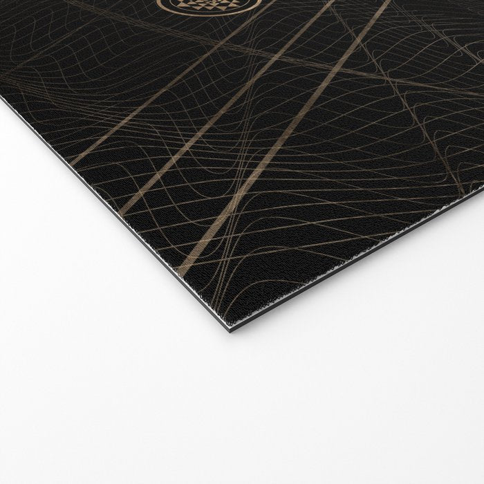 Owl in Sacred Geometry Composition - Black and Gold Welcome Mat Gallery Image 2