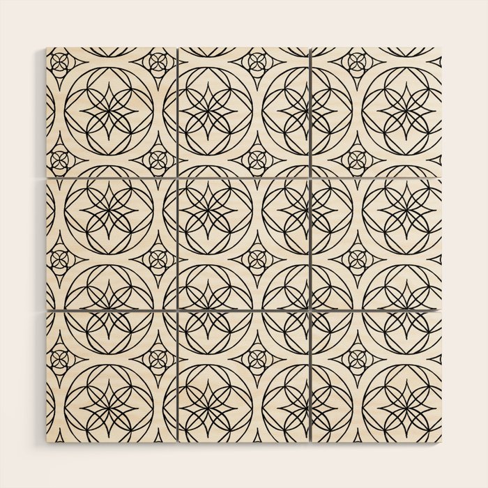 Black and White Art Deco Style Tile Pattern Wood Wall Art Gallery Image 1