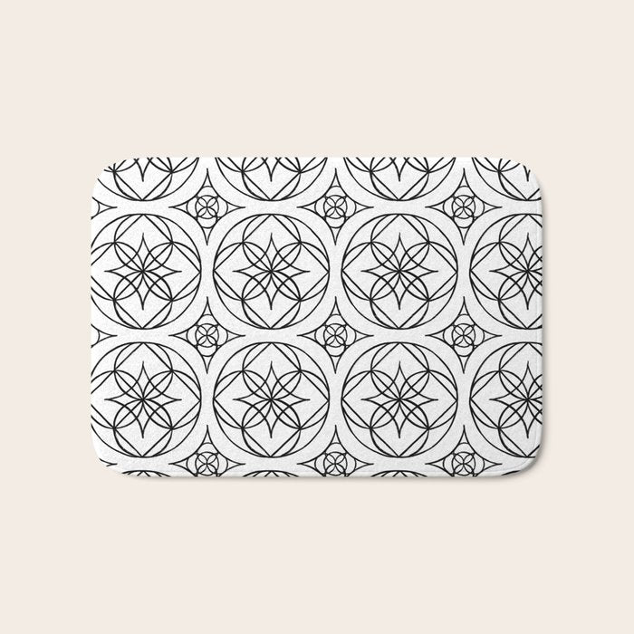 Black and White Art Deco Style Tile Pattern Bath Mat Gallery Image 1
