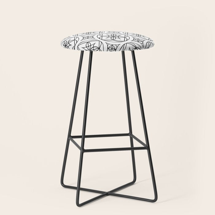 Black and White Art Deco Style Tile Pattern Stool Gallery Image 1