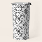 Black and White Art Deco Style Tile Pattern Travel Mug Gallery Image 2