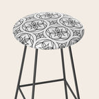 Black and White Art Deco Style Tile Pattern Stool Gallery Image 2