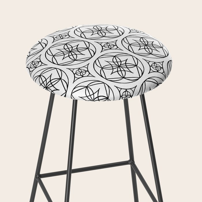 Black and White Art Deco Style Tile Pattern Stool Gallery Image 2
