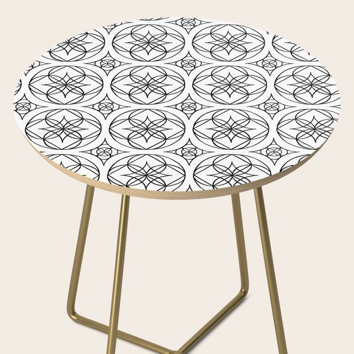 Black and White Art Deco Style Tile Pattern Side Table Gallery Image 2
