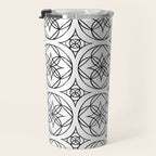 Black and White Art Deco Style Tile Pattern Travel Mug Gallery Image 3