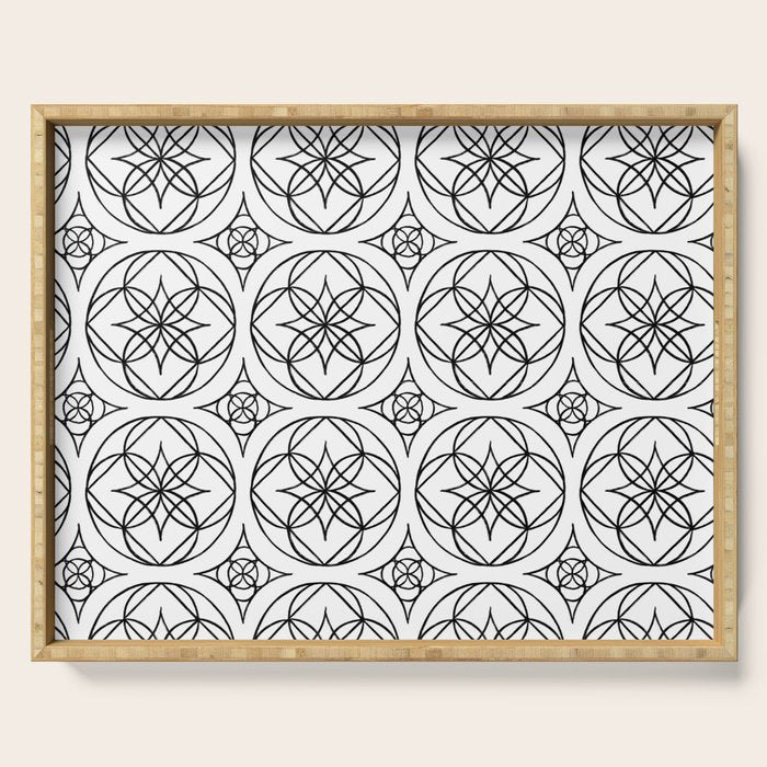 Black and White Art Deco Style Tile Pattern Serving Tray Gallery Image 1