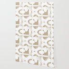Mid Century Modern Loop Pattern in White and Flax Wallpaper Gallery Image 2