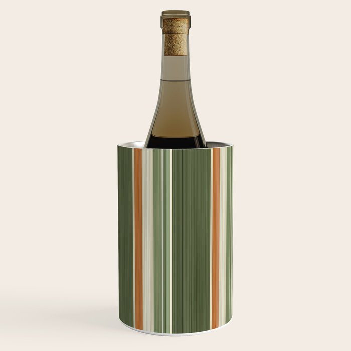 Sage Olive Green Stripes Wine Chiller Gallery Image 1