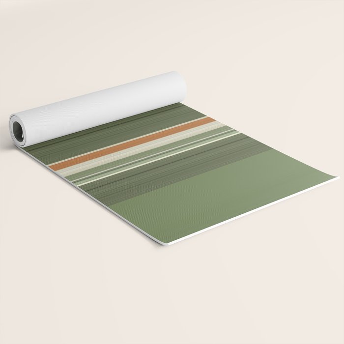 Sage Olive Green Stripes Yoga Mat Gallery Image 2