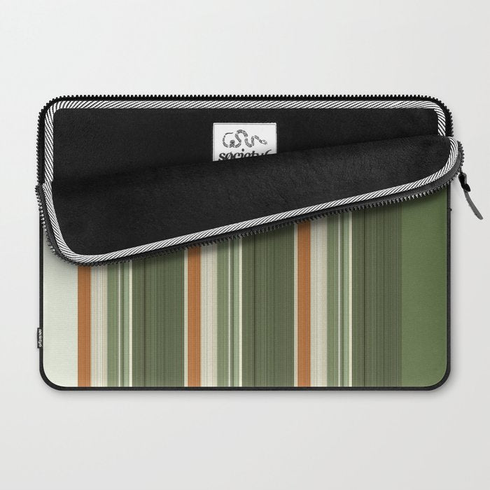 Sage Olive Green Stripes Laptop Sleeve Gallery Image 2