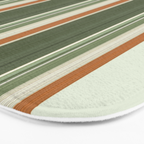 Sage Olive Green Stripes Bath Mat Gallery Image 3