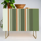 Sage Olive Green Stripes Credenza Gallery Image 1