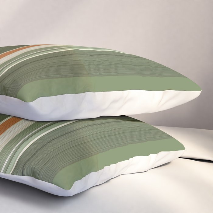 Sage Olive Green Stripes Pillow Sham Gallery Image 3