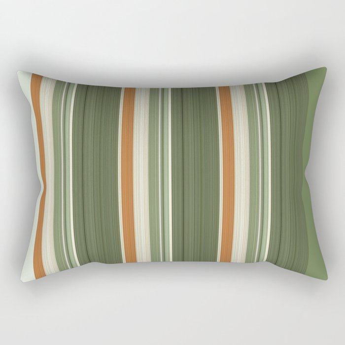 Sage Olive Green Stripes Rectangular Pillow Gallery Image 1