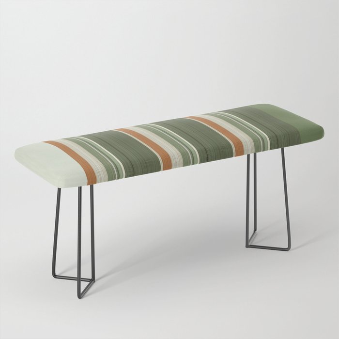 Sage Olive Green Stripes Bench Gallery Image 1