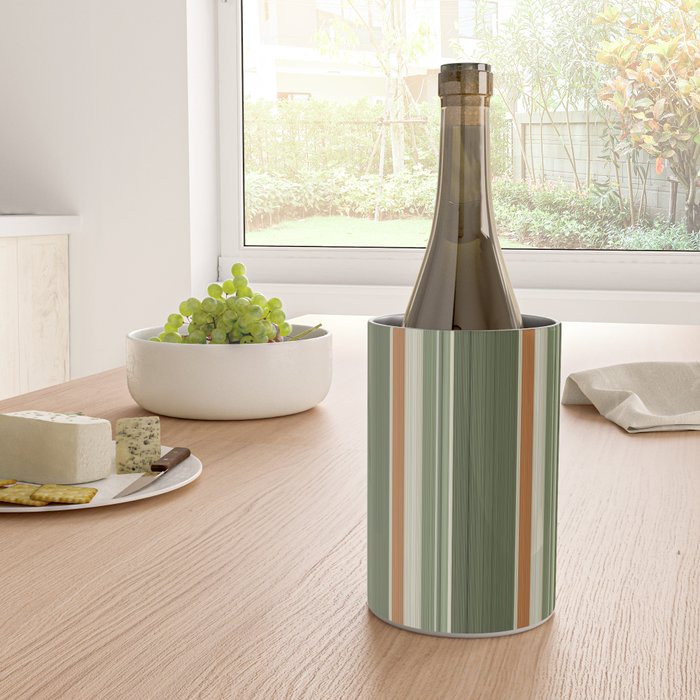 Sage Olive Green Stripes Wine Chiller Gallery Image 4