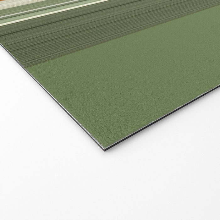 Sage Olive Green Stripes Welcome Mat Gallery Image 2